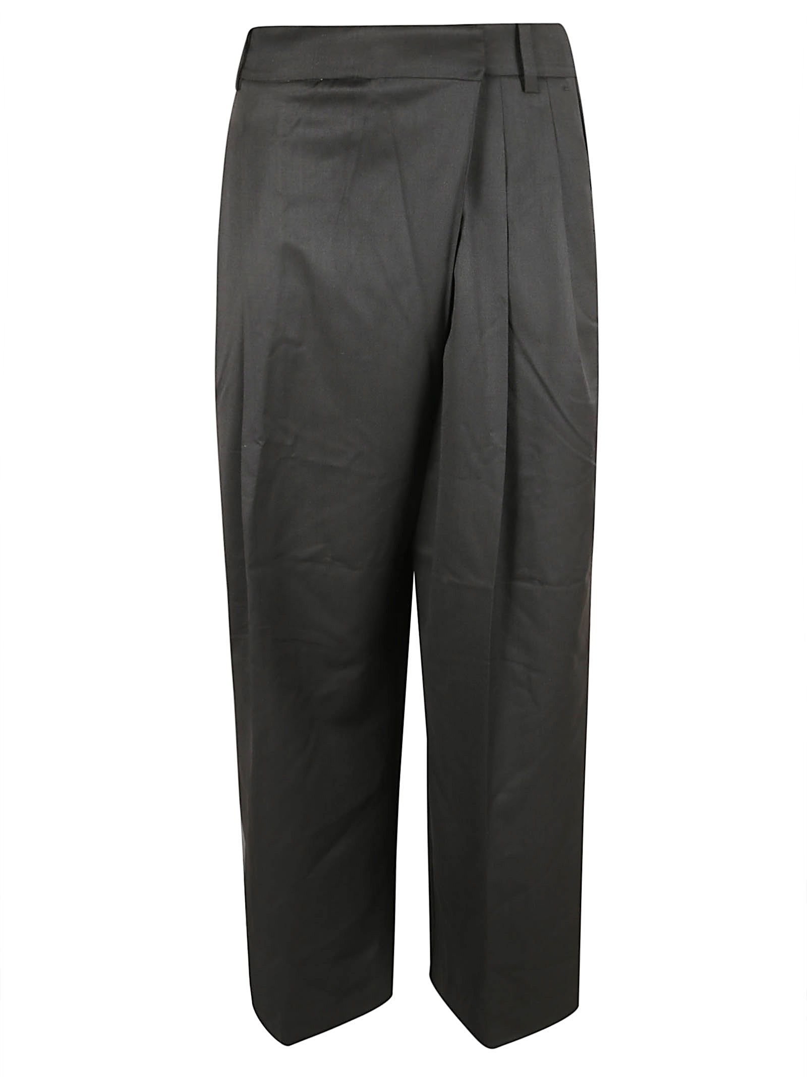Mid-Waist Tailored Trousers With Cross-Over Front Detail