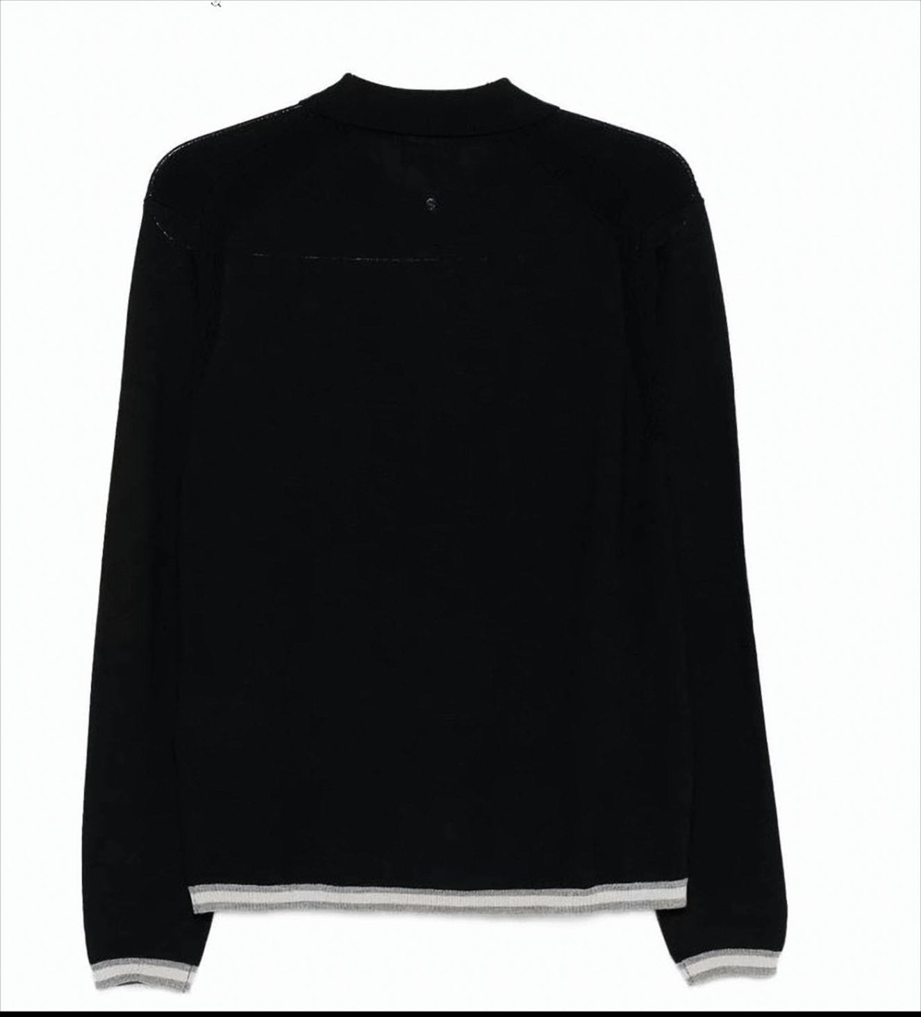 Half-Zip Black Wool Polo Sweater