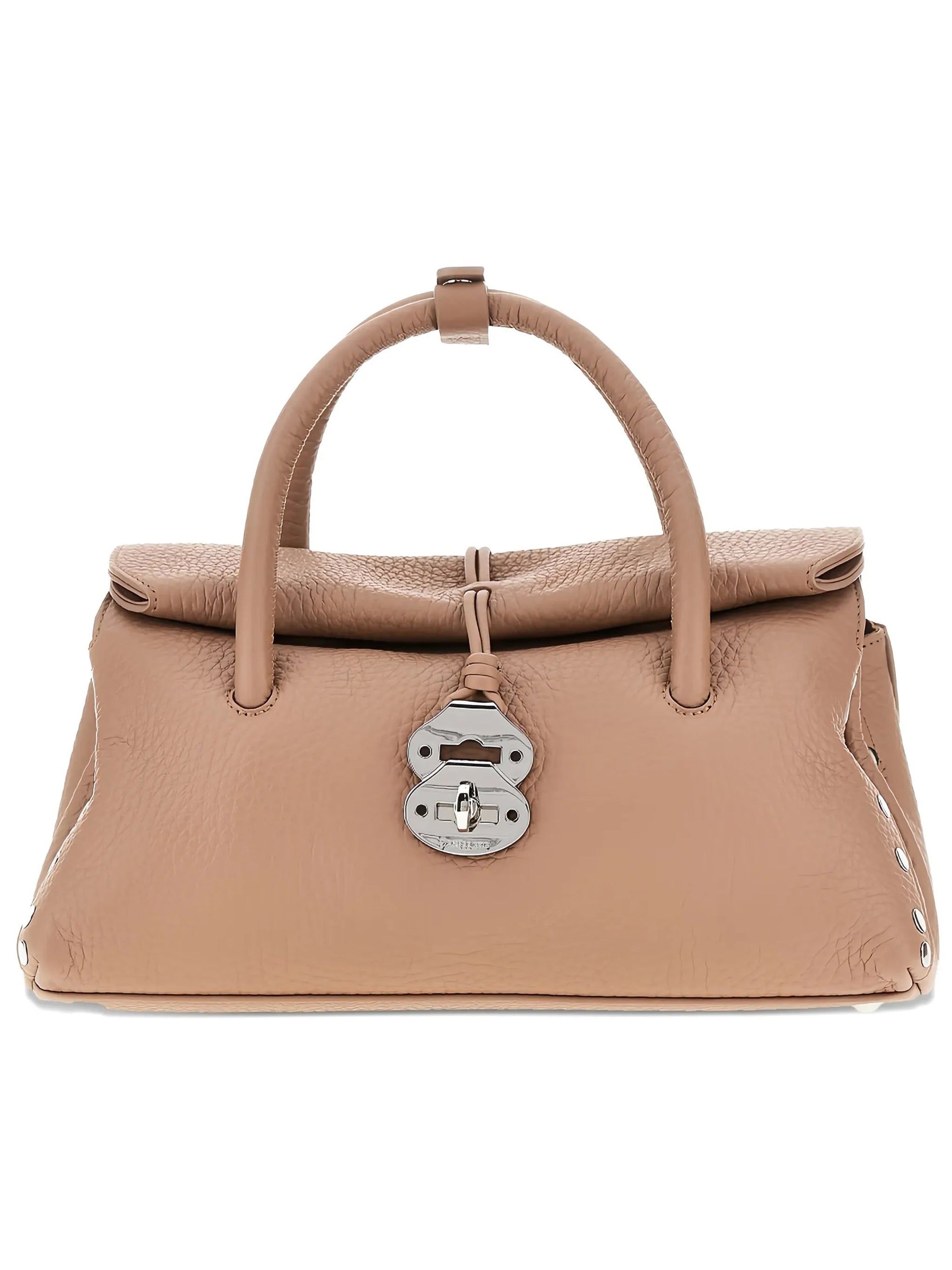 Brown Dotta Centauro Pebbled Leather Handbag
