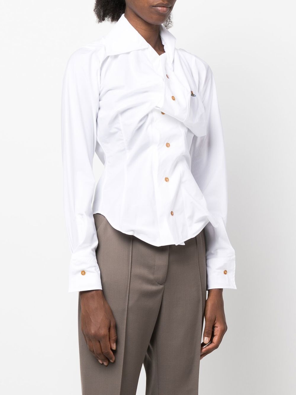 Draped White Cotton Top