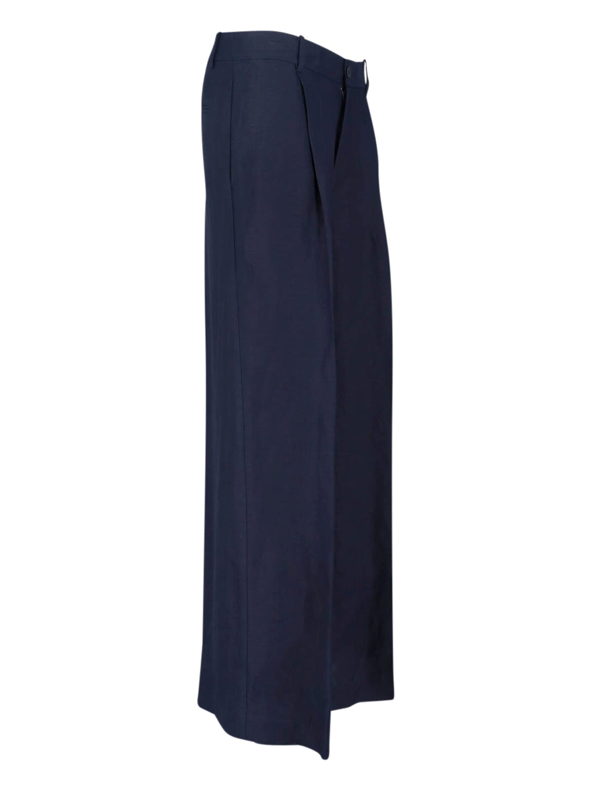 Blue High-Waisted Wide-Leg Tailored Trousers