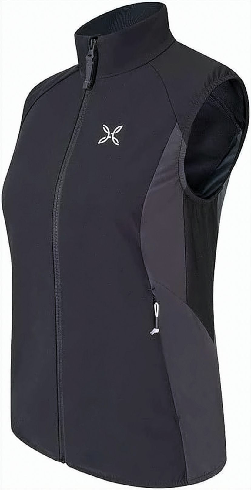 Fitted Black Vest with High Collar and Zipper Closure