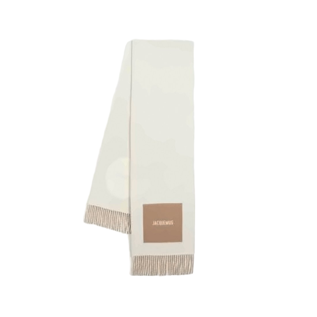 Fringed Wool Scarf with Contrasting Patch Detail