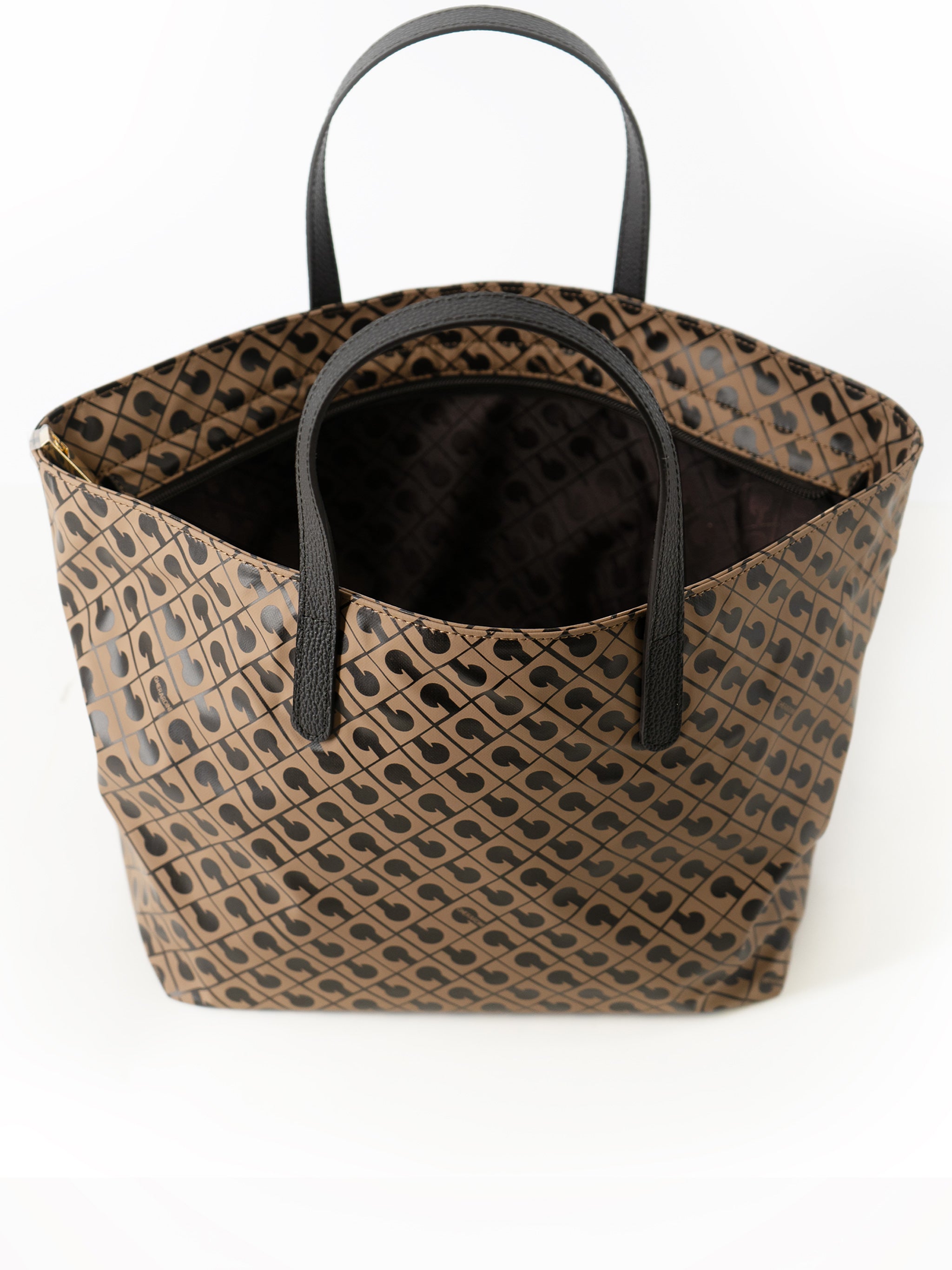 Brown Trapezoidal Geometric Pattern Medium Shopper