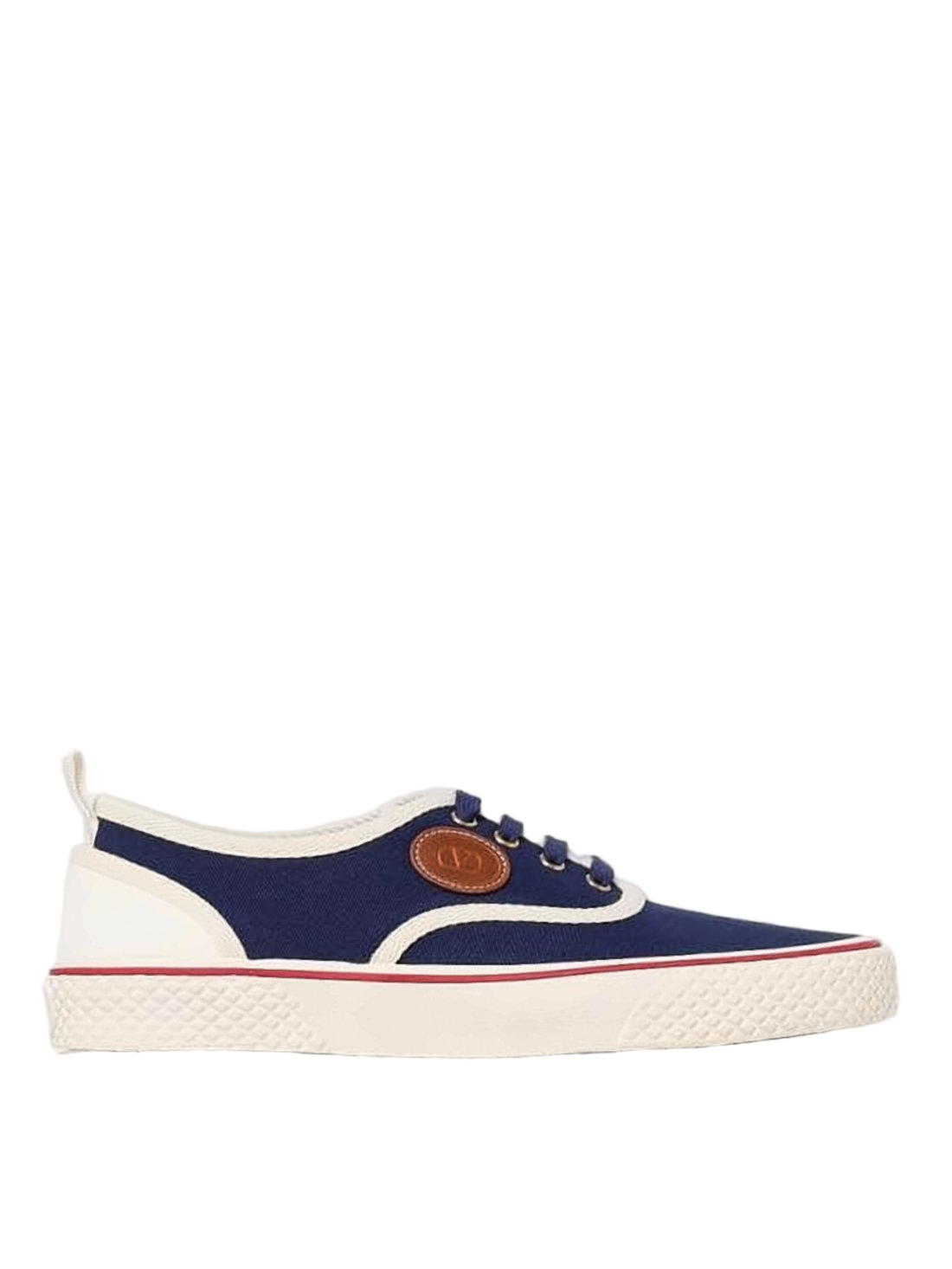 Navy Cotton Low-Top Sneakers