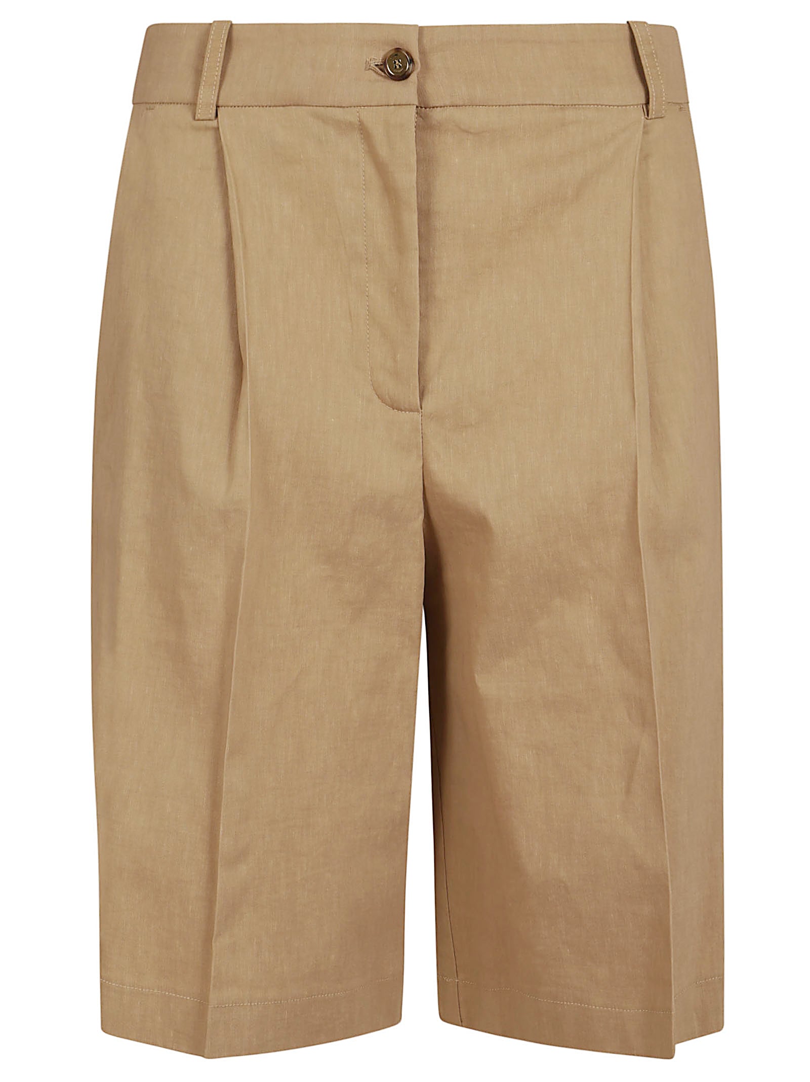 Brown Slub Linen Bermuda Shorts