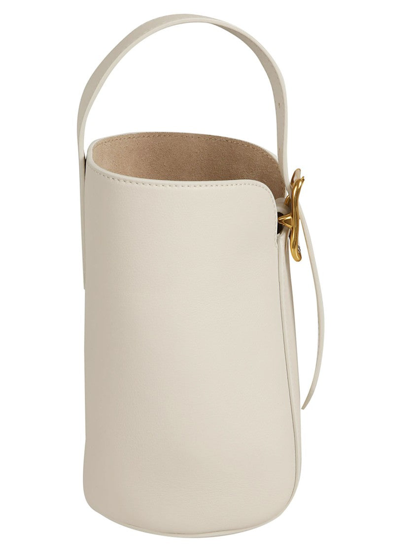Structured White Cowhide Leather Handbag
