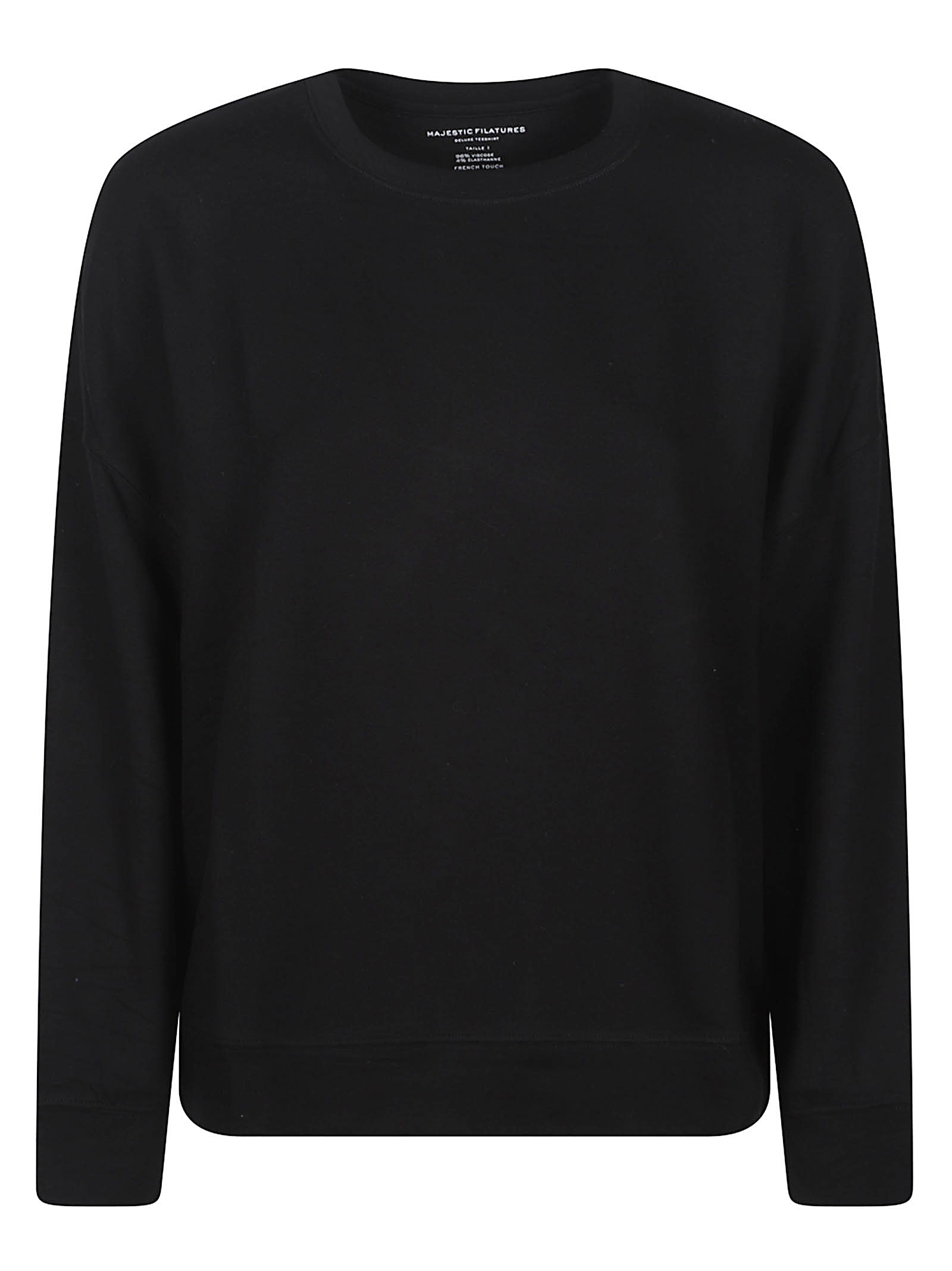 Cropped Black Sweatshirt with Round Neckline