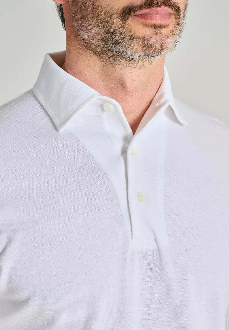White Cotton Blend Polo Shirt