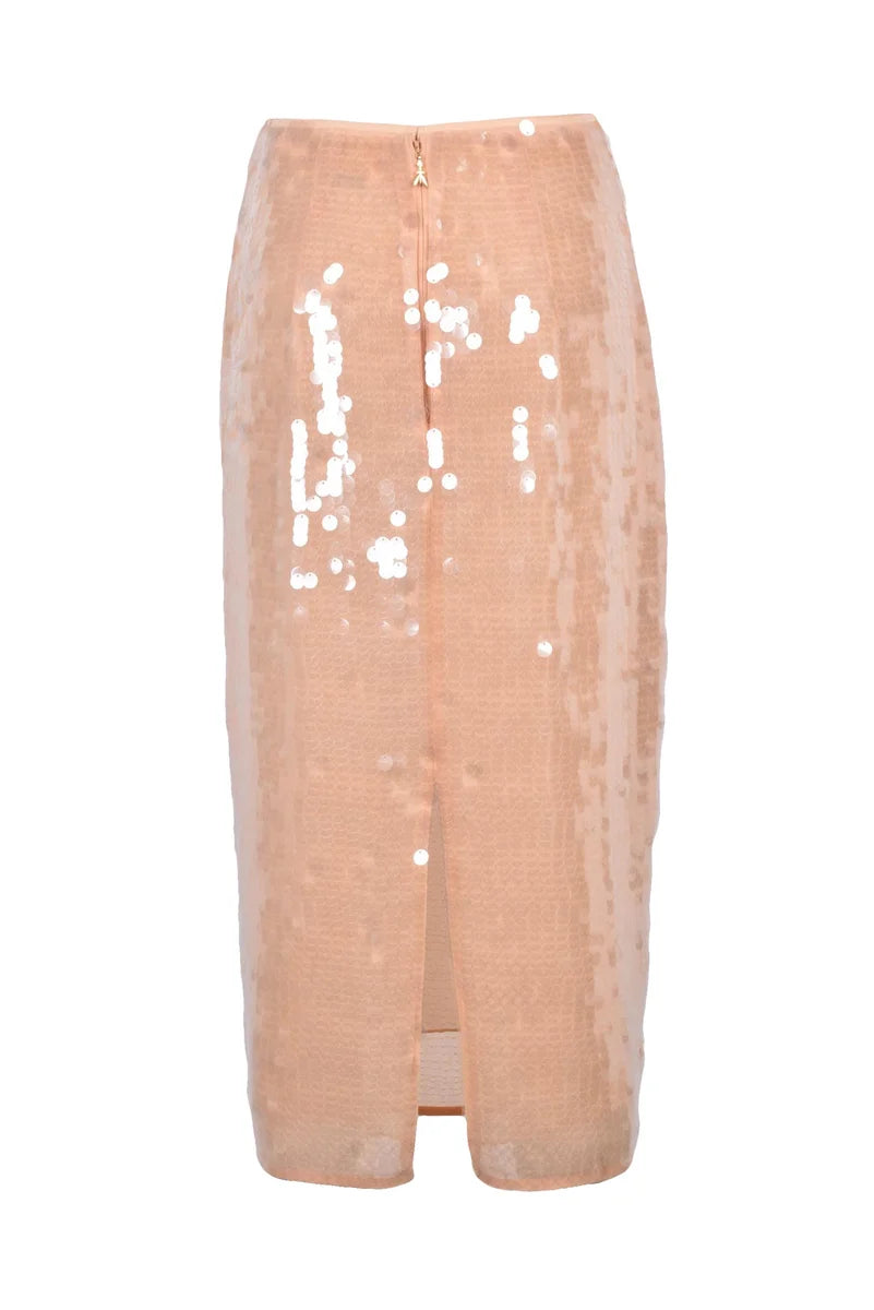 Sequin Midi Skirt - Beige