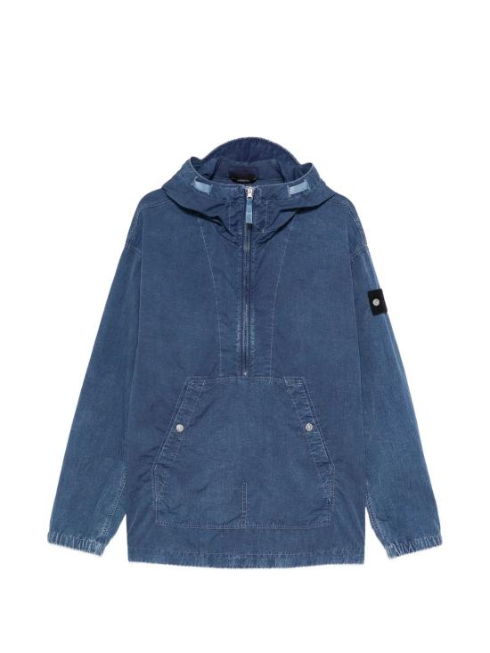 Hooded Pullover Jacket With Half-Zip Front And Kangaroo Pocket