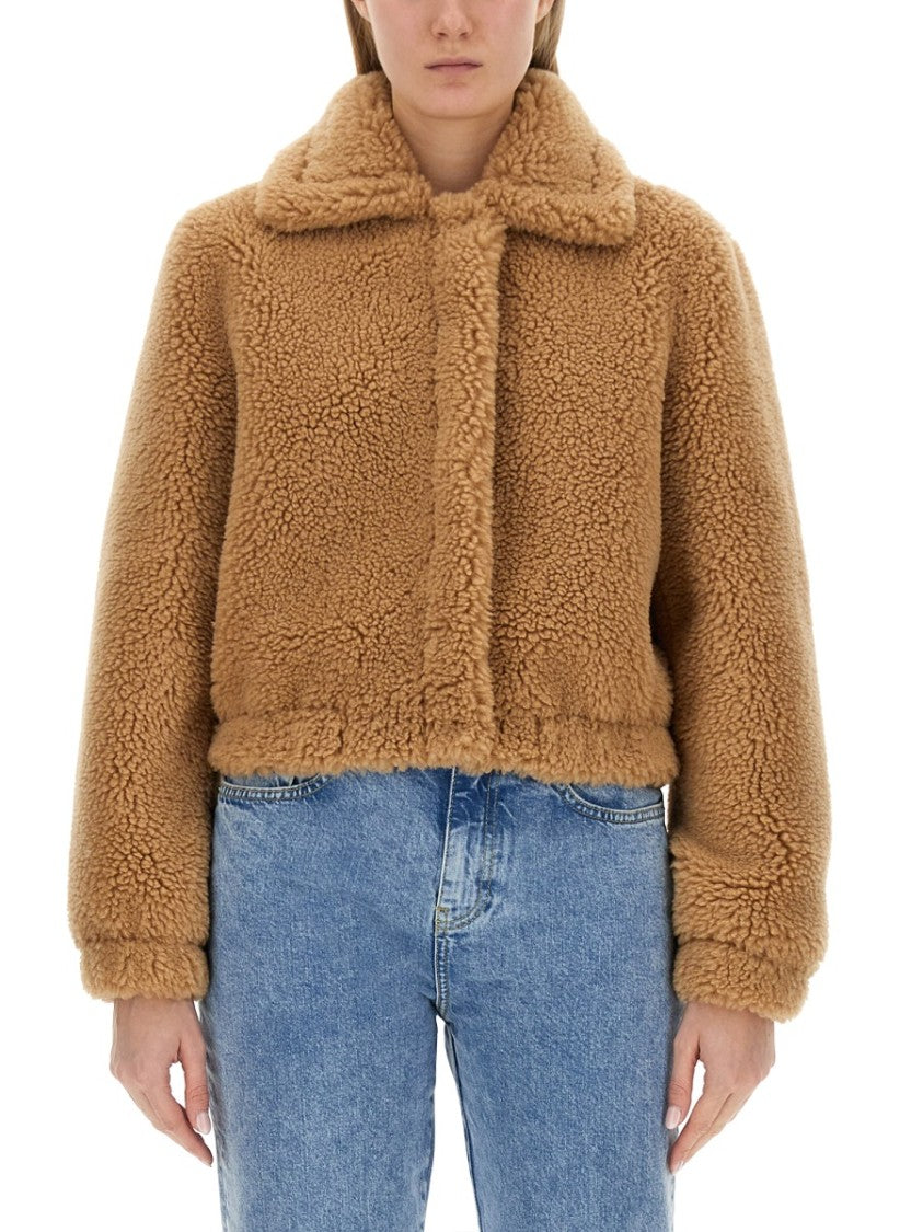 Cropped Furry Effect Jacket