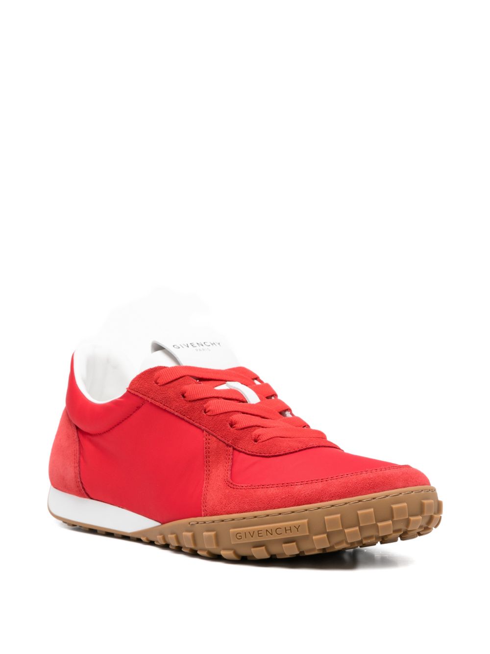 Red Suede Panelled Sneakers