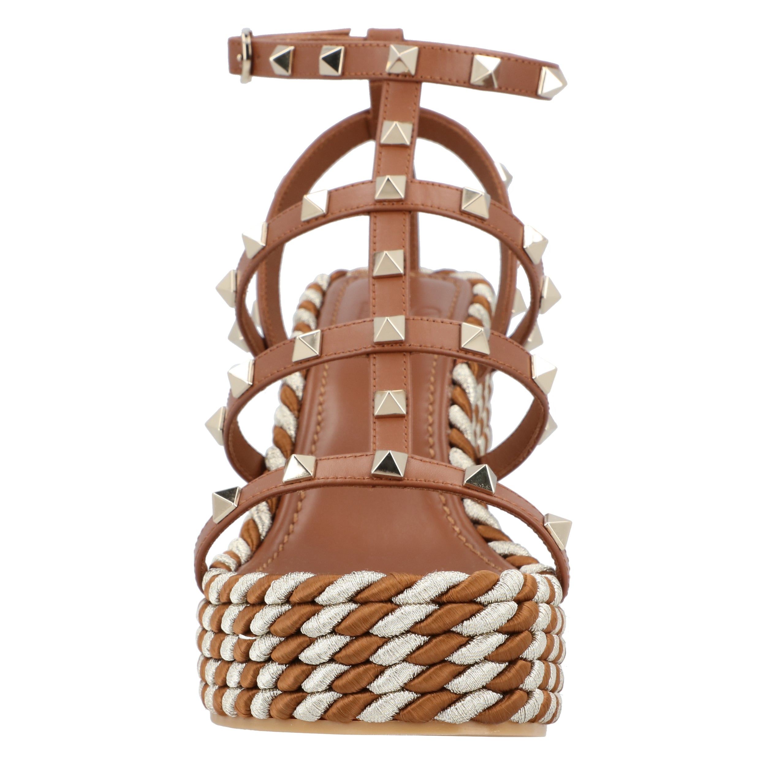 Rockstud Calfskin Wedges With Straps