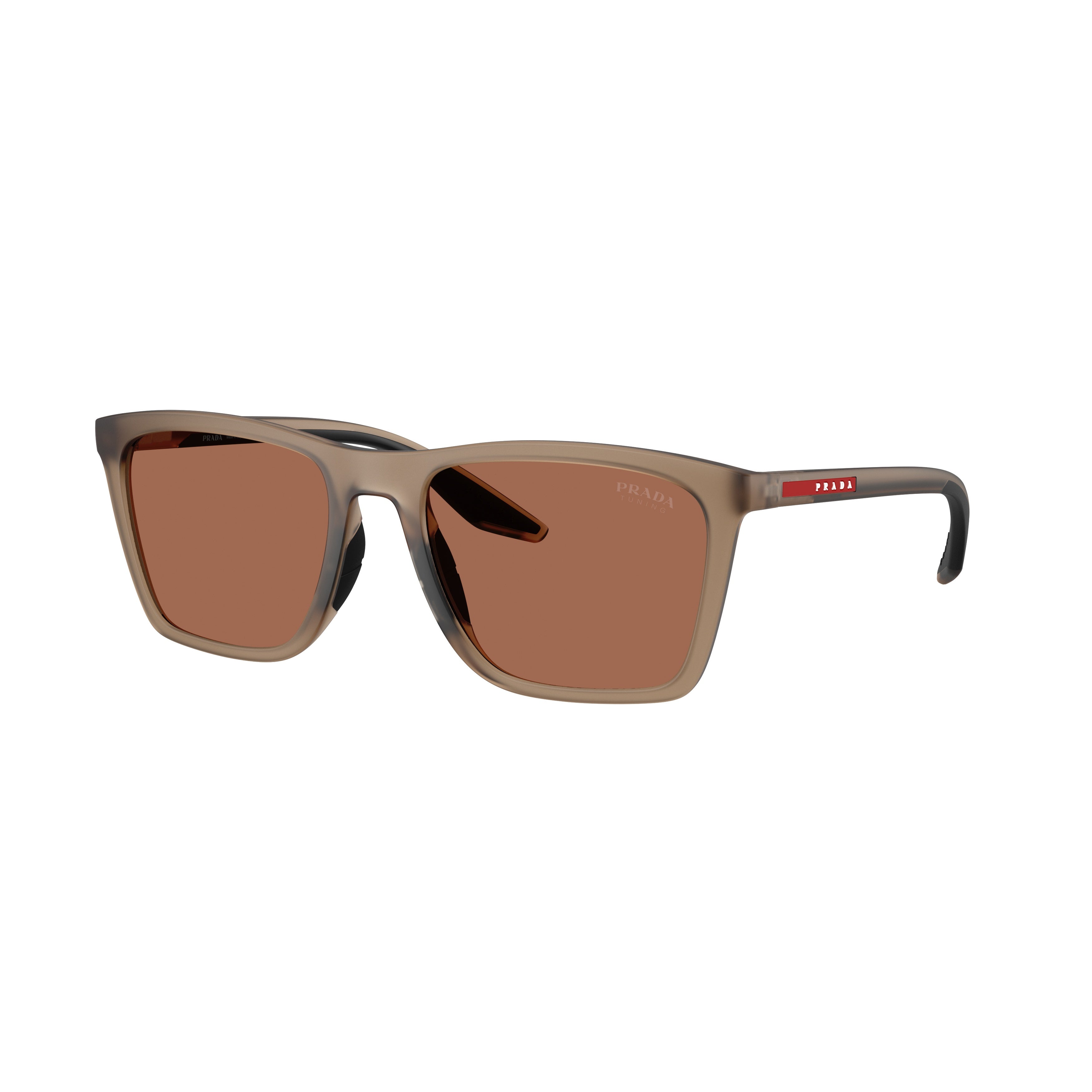 0ps B08s Translucent Brown Rectangular Frame Sunglasses