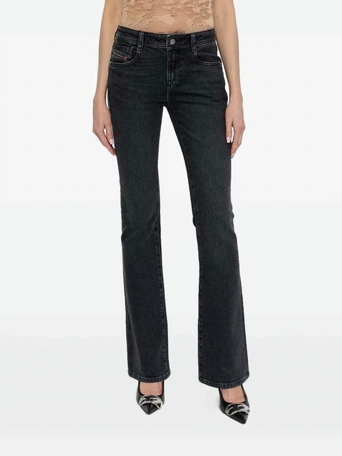 Bootcut Black Jeans with Mid-Rise Waist
