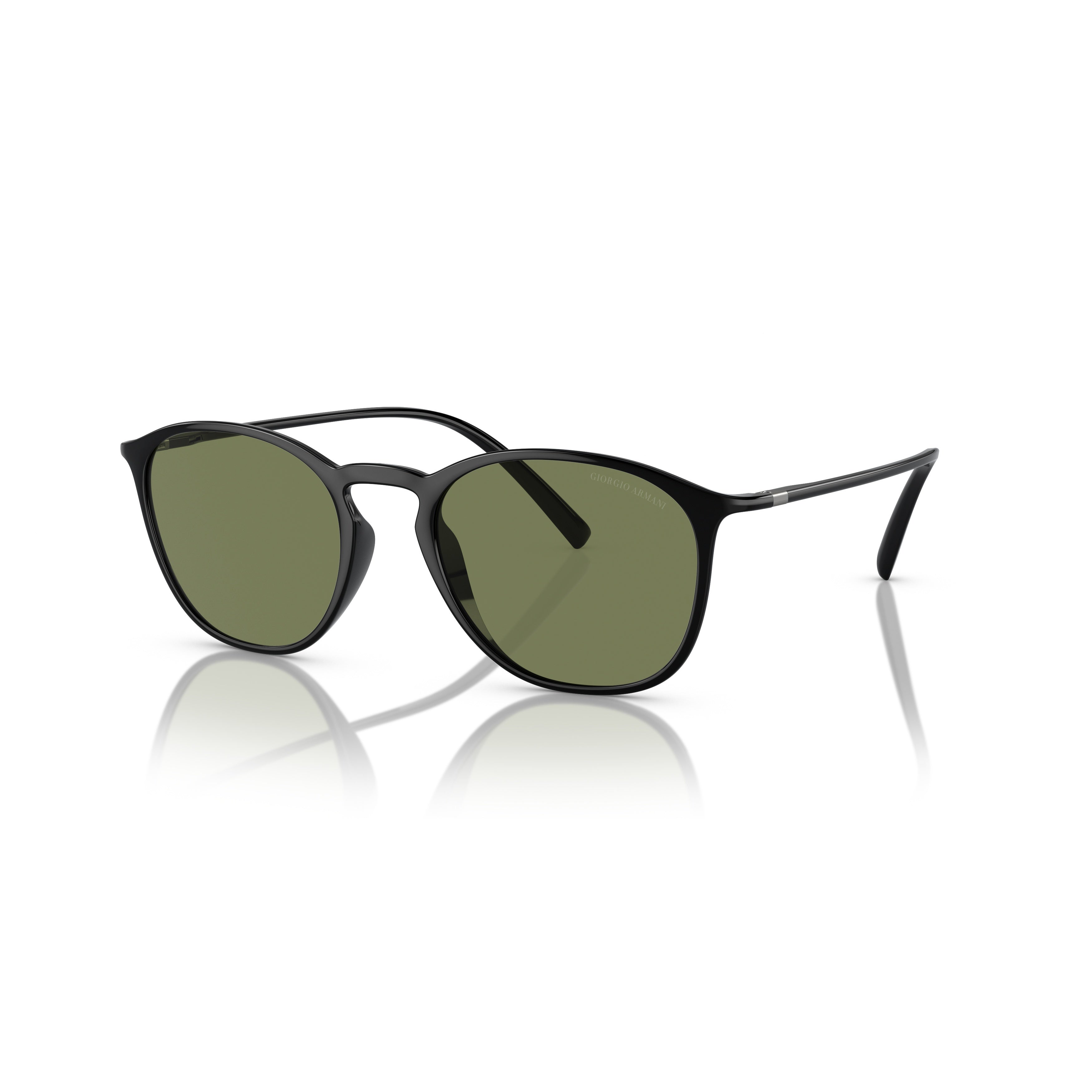 0ar8186u Rounded Square Black Nylon Sunglasses with Olive Green Lenses