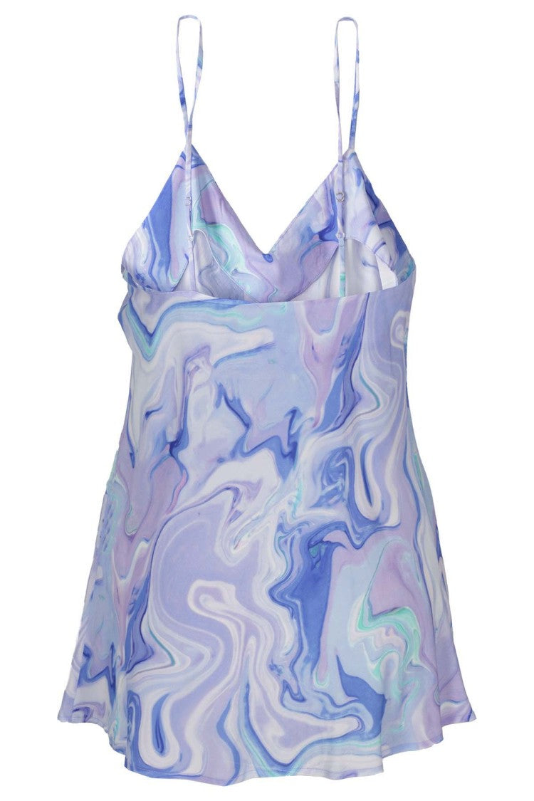 Purple-Colored Top With Patterned Print