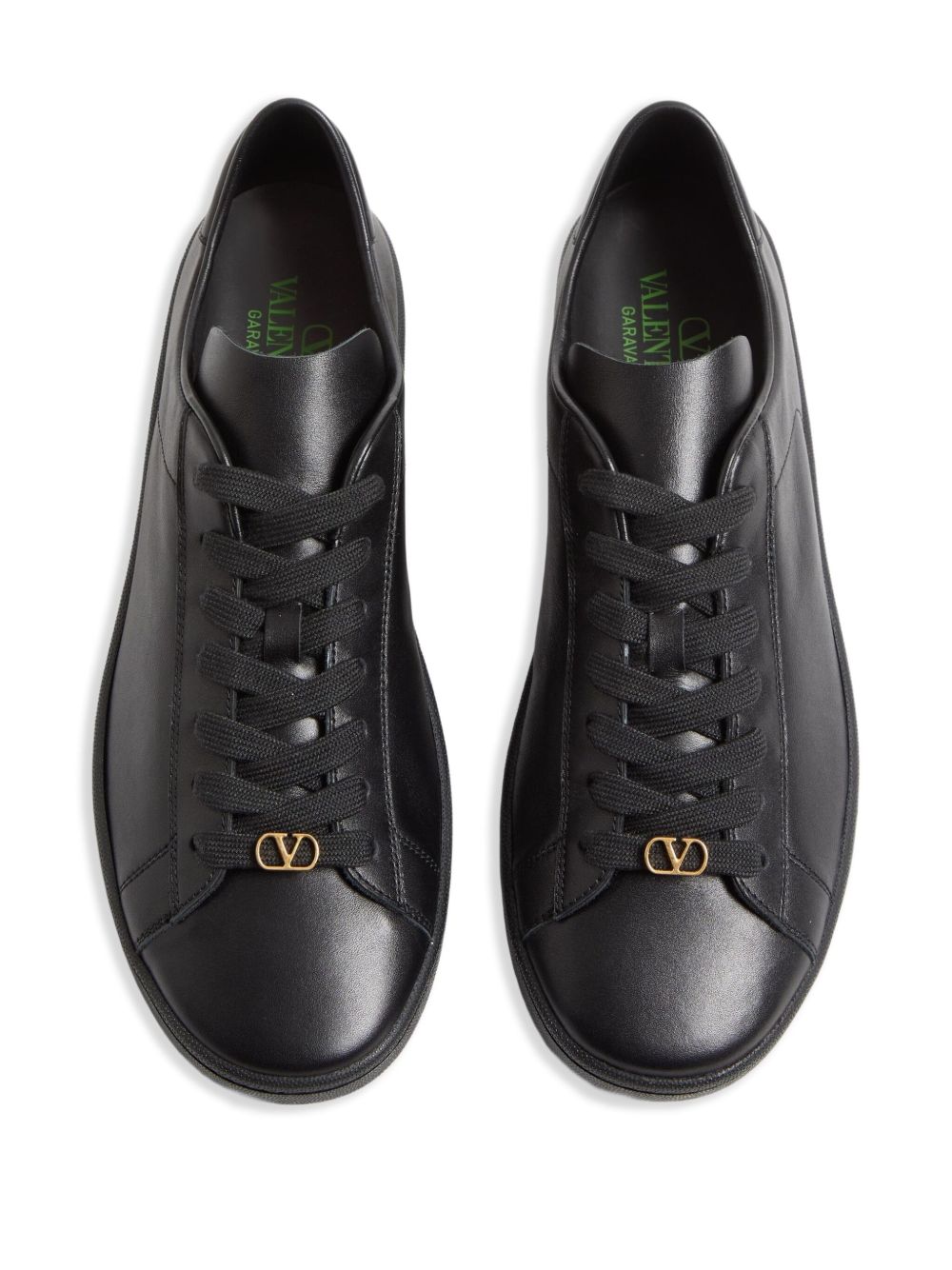 Black Leather Lace-Up Sneakers