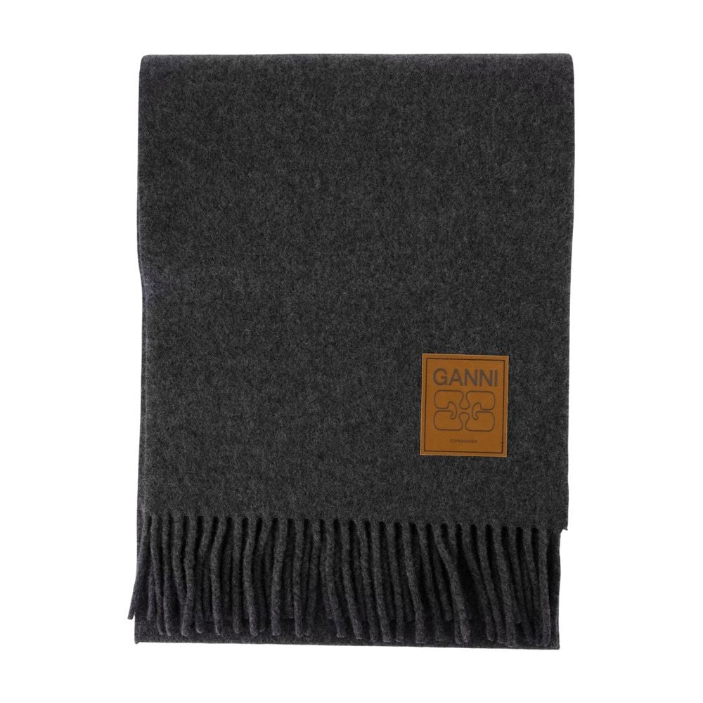 Double-Faced Wool Scarf With Fringed Ends