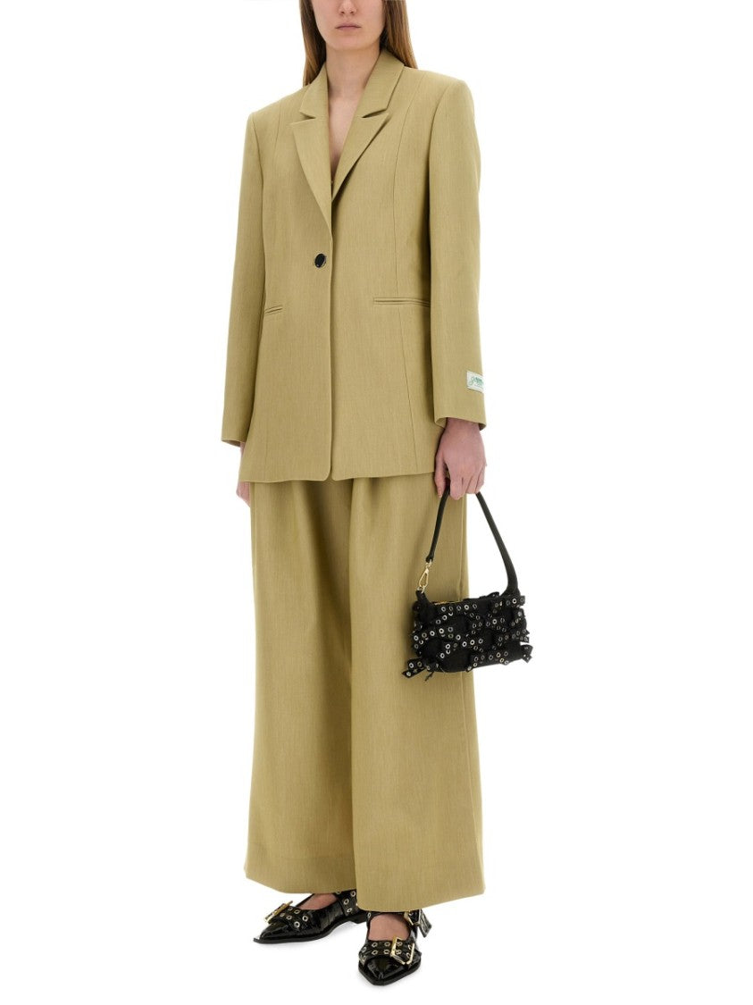 Mid-Waist Wide-Leg Suit Pants