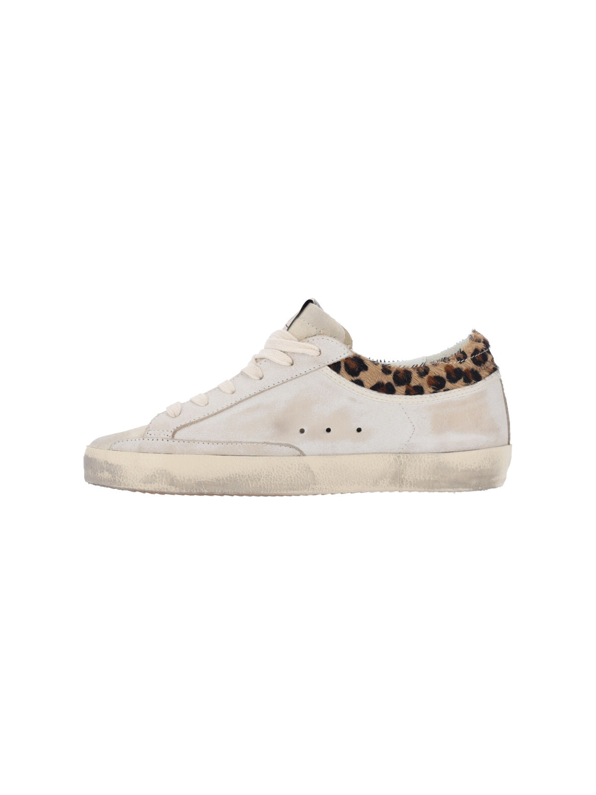 White Super-Star Distressed Calf Leather Sneakers