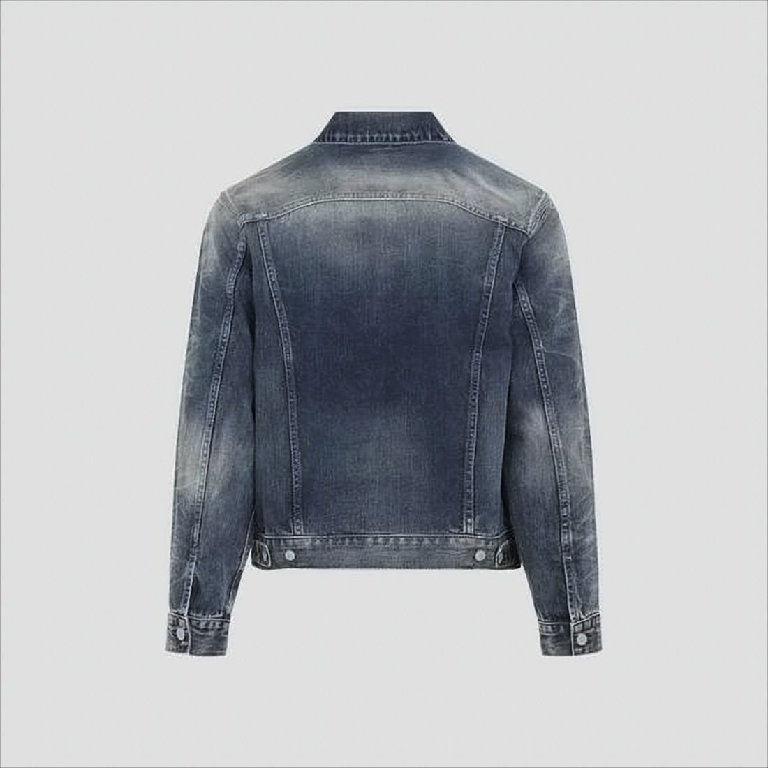Classic Faded Denim Jacket With Button-Up Front And Chest Pockets