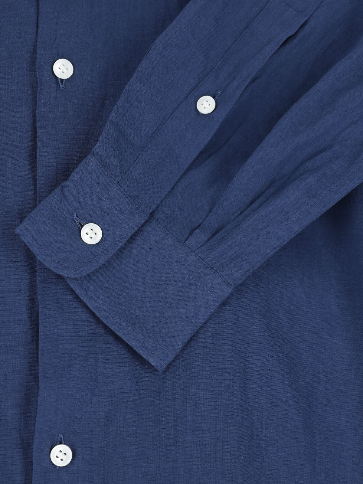 Blue Minimalist Traditional Collar Cotton Shirt