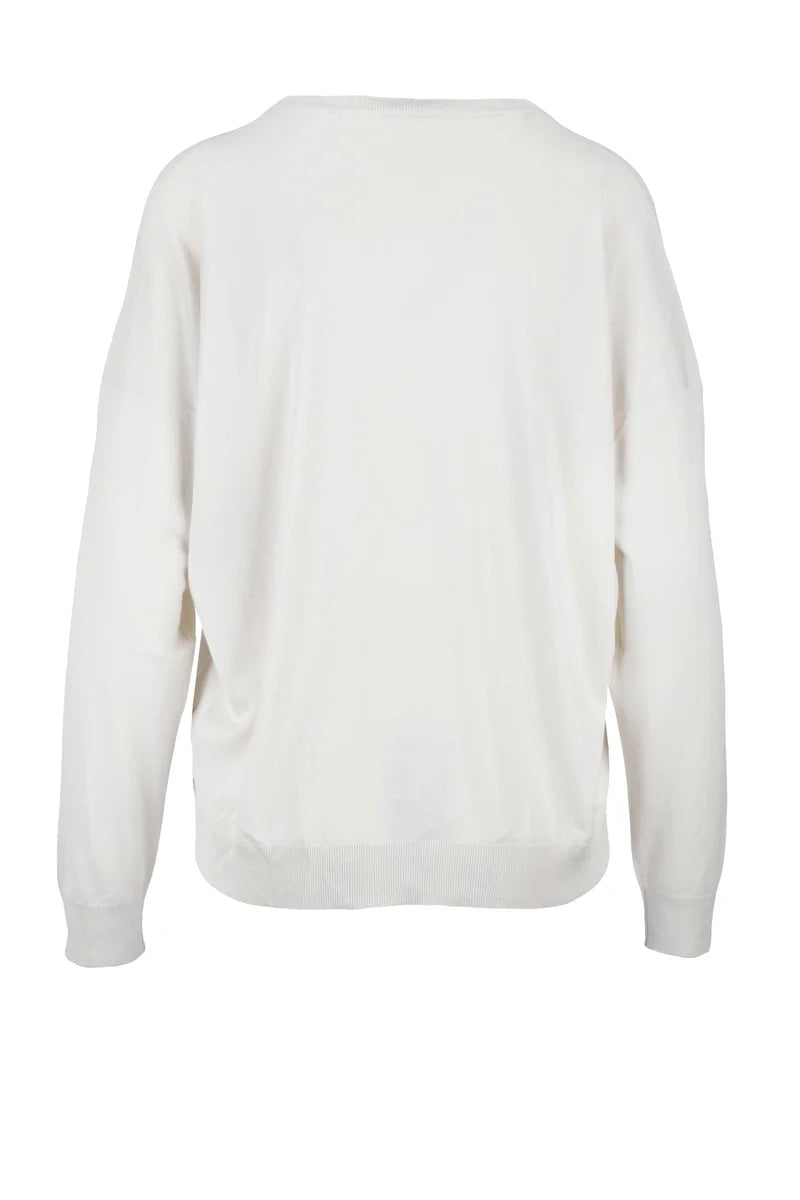 V-Neck Sweater Wool - White
