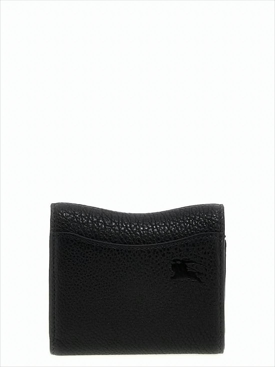 Textured Leather Wallet with Gold-tone Clasp