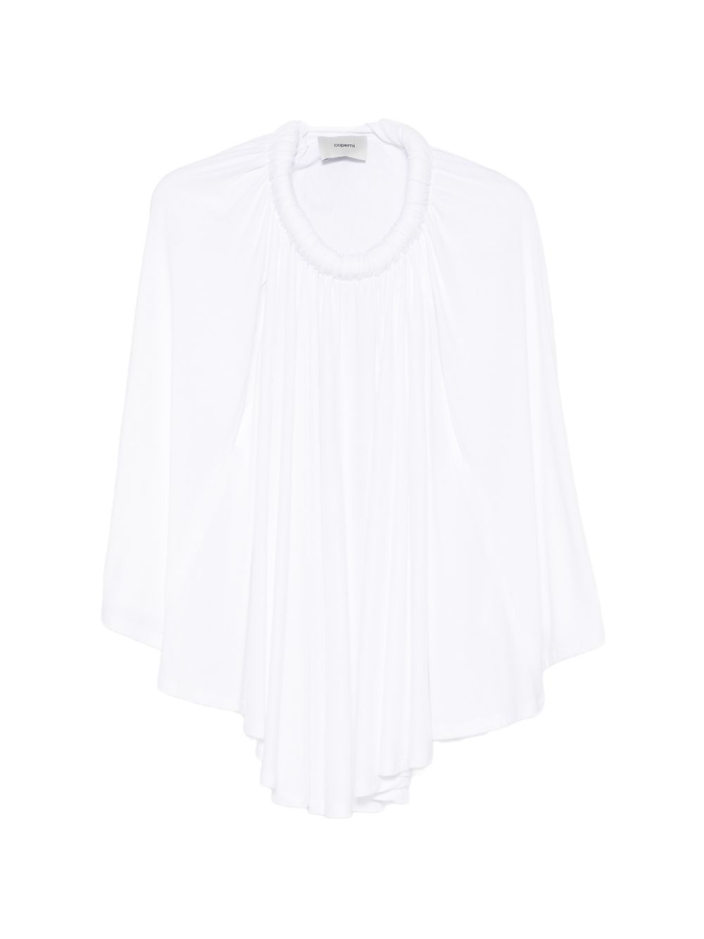 White Flowing Draped Sleeves Cape Top
