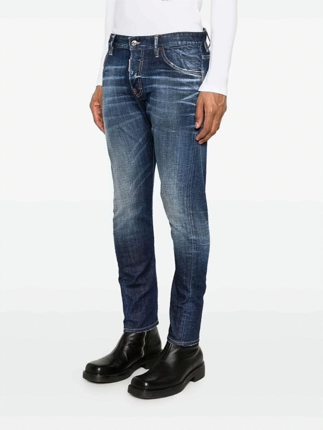 Blue Slim Fit Lightly Faded Denim Pants