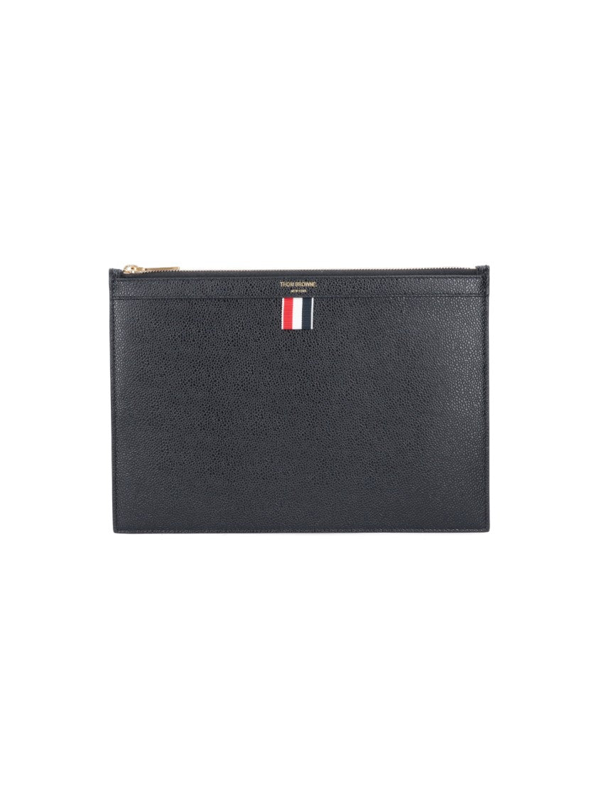 Rectangular Pouch In Hammered Black Leather