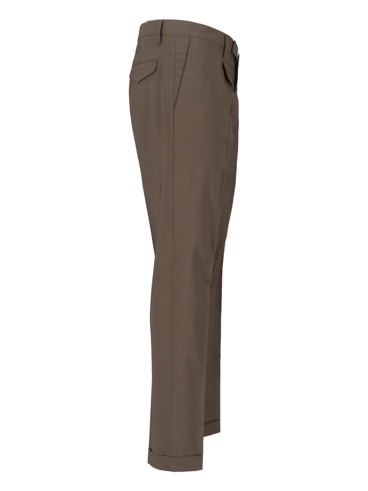 Brown Tailored Mid-Rise Virgin Wool Trousers