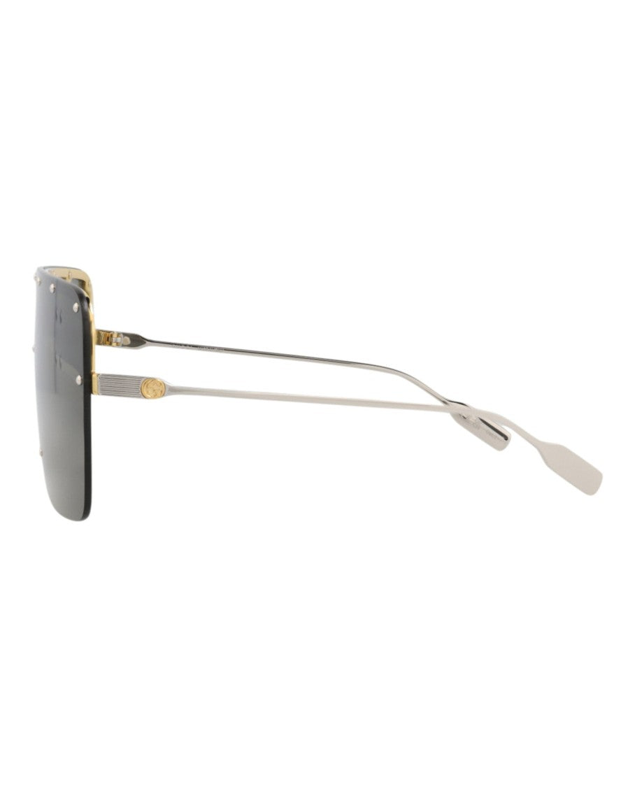 Shield-Frame Metal Sunglasses