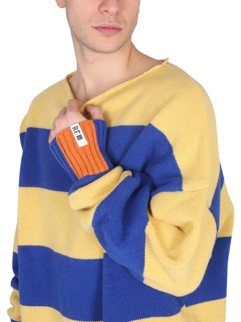 Oversized Knit Sweater With Striking Blue