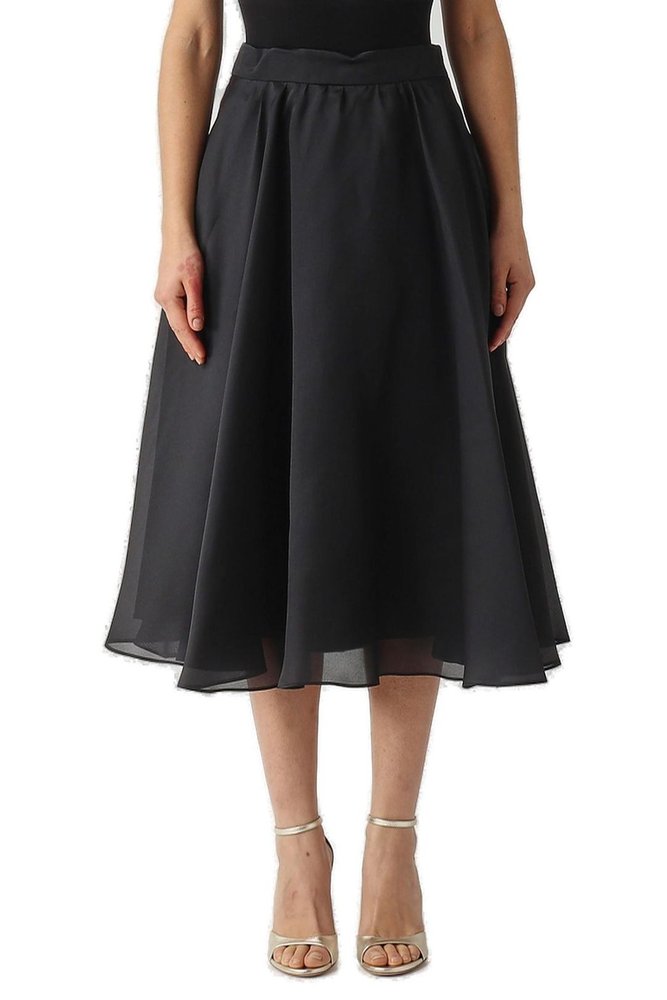 Msecalle Silk Flared Midi Skirt