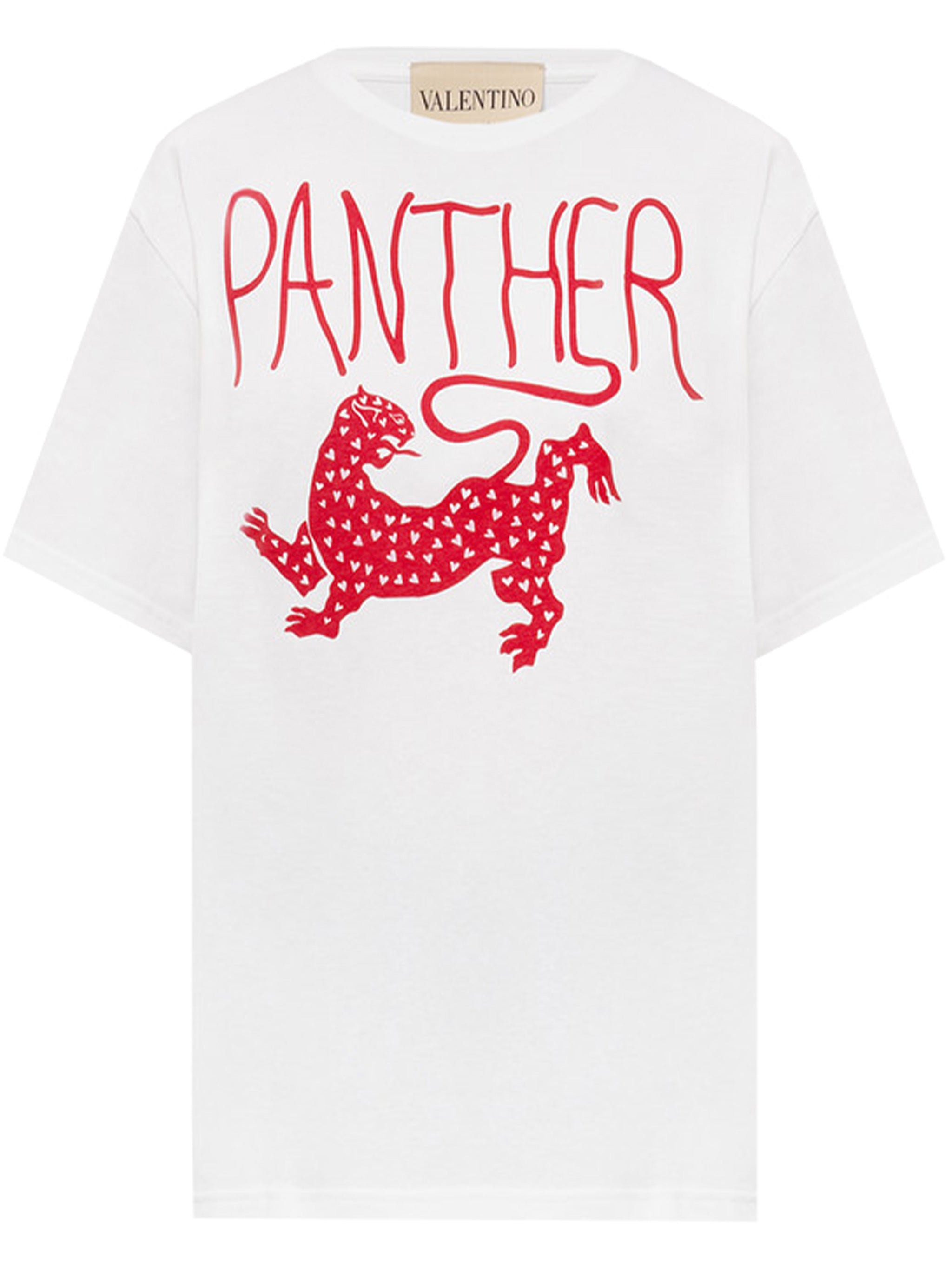 White Relaxed-Fit Panther Graphic T-shirt