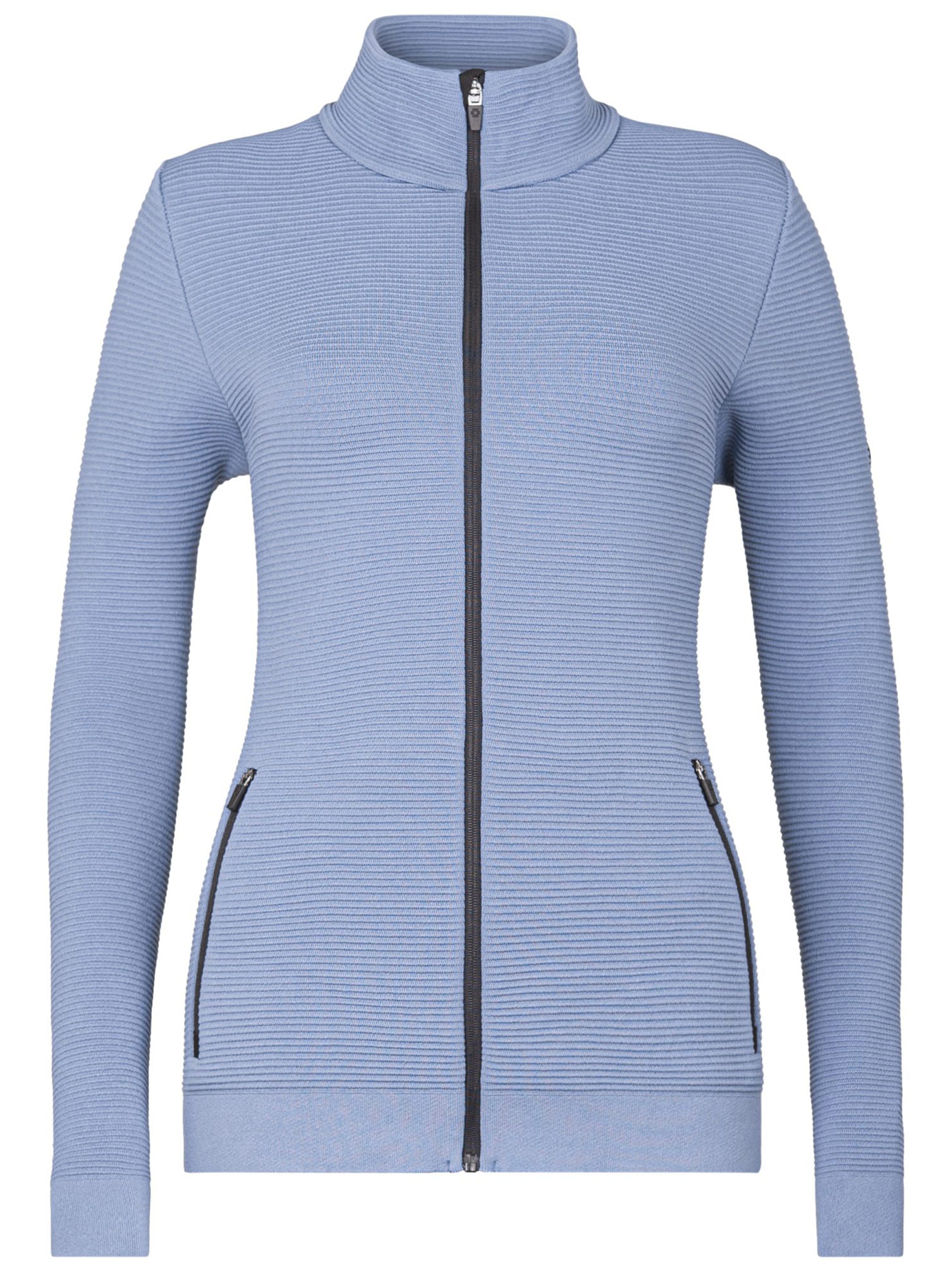 Blue Senales Ribbed Knit Technical Ski Jacket