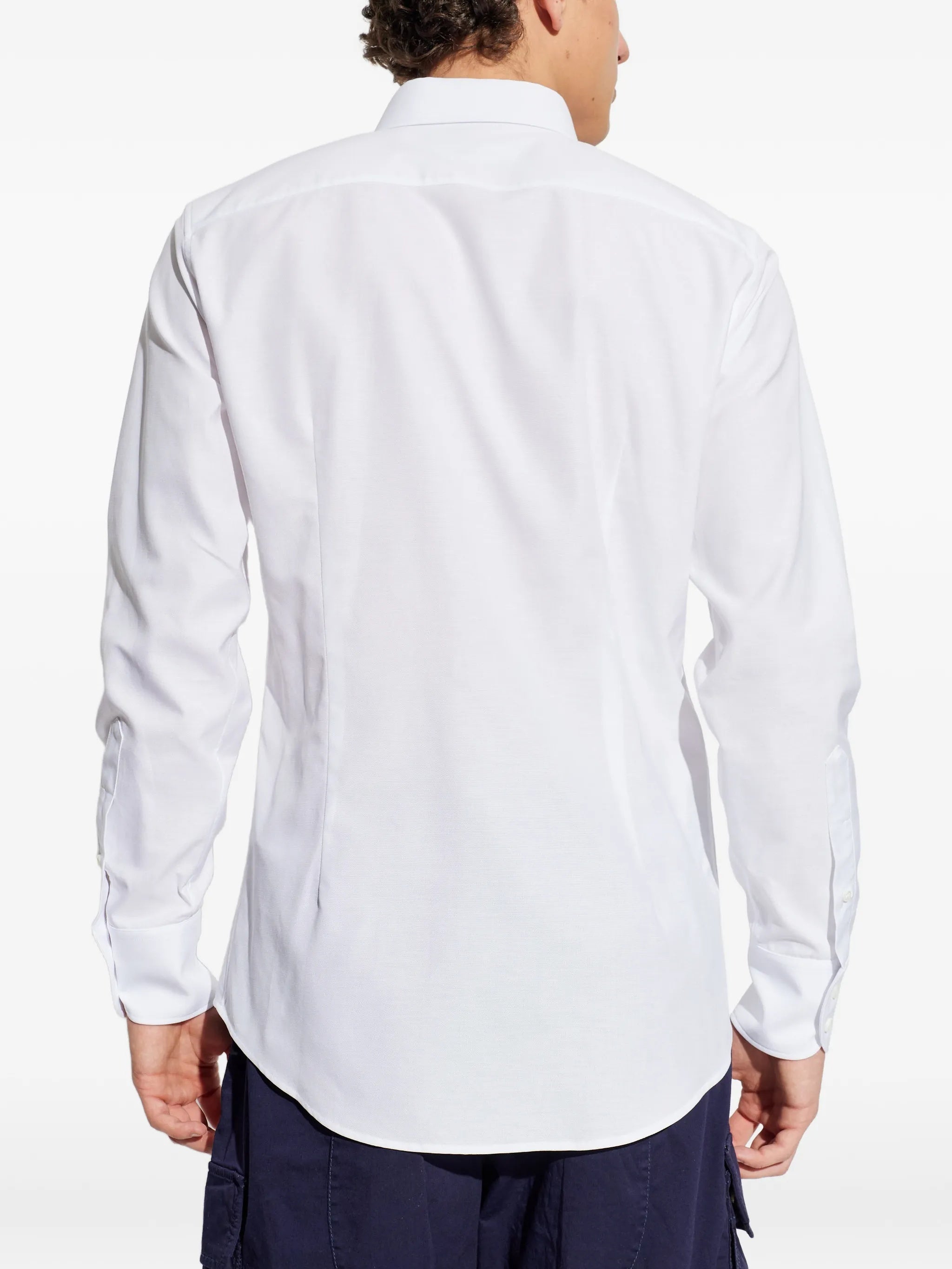 White Pointed Collar Tailored Cotton Shirt