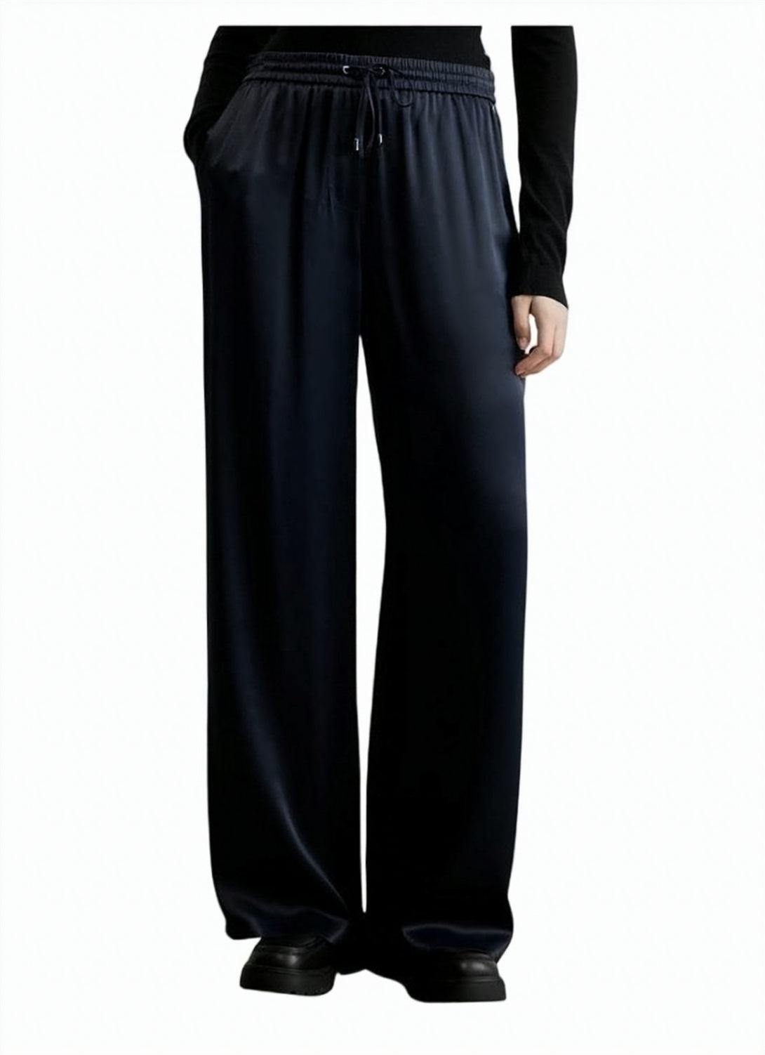 Tavati Satin Drawstring Wide Leg Trousers