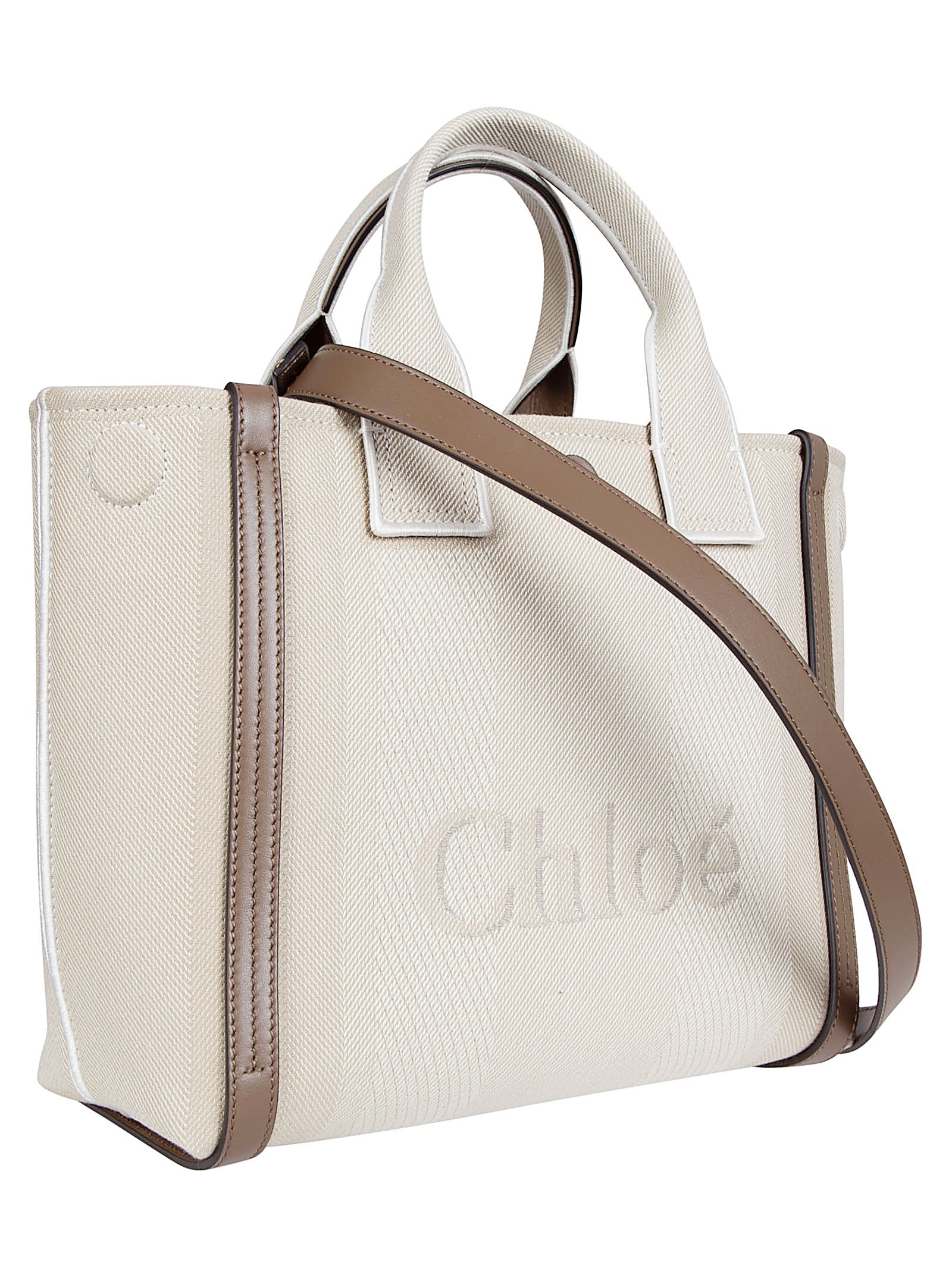 Small Structured Carry Bag with Contrasting Leather Bands