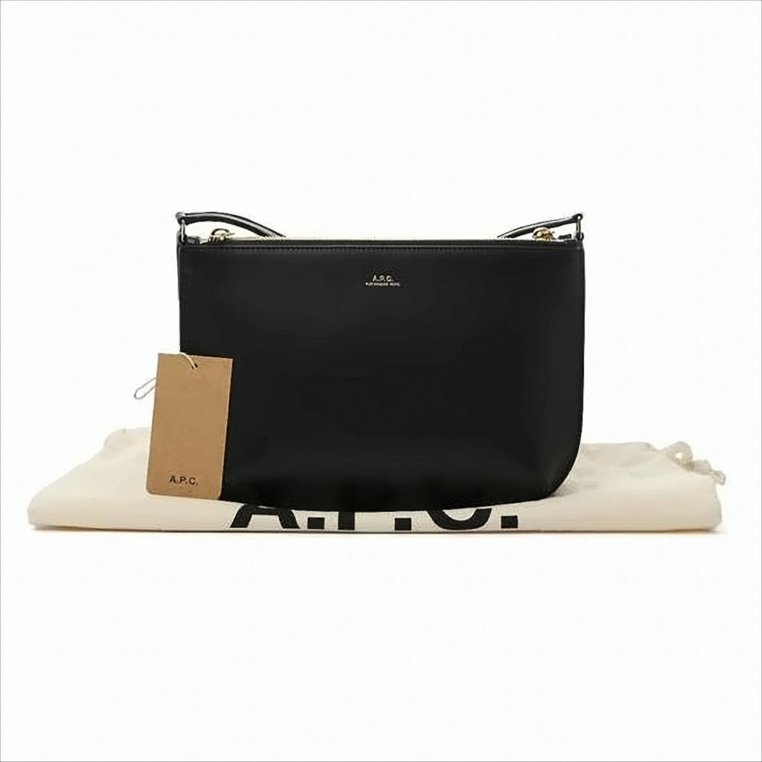 Smooth Leather Double Pouch Crossbody Bag