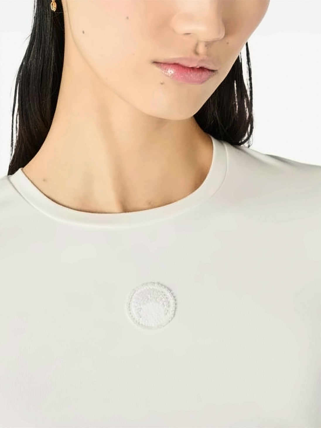 Short-Sleeve Top with Crescent Moon Pattern