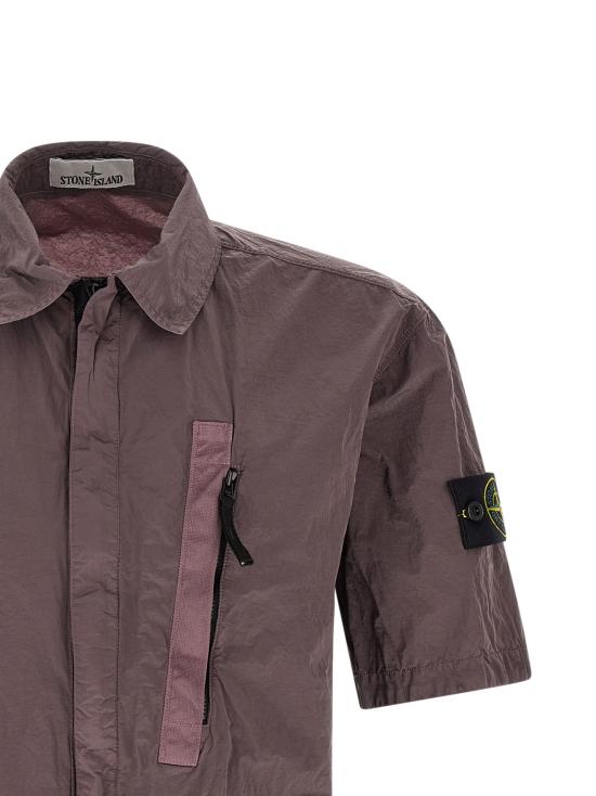 Short-Sleeve Shirt With Zippered Pocket And Relaxed Fit