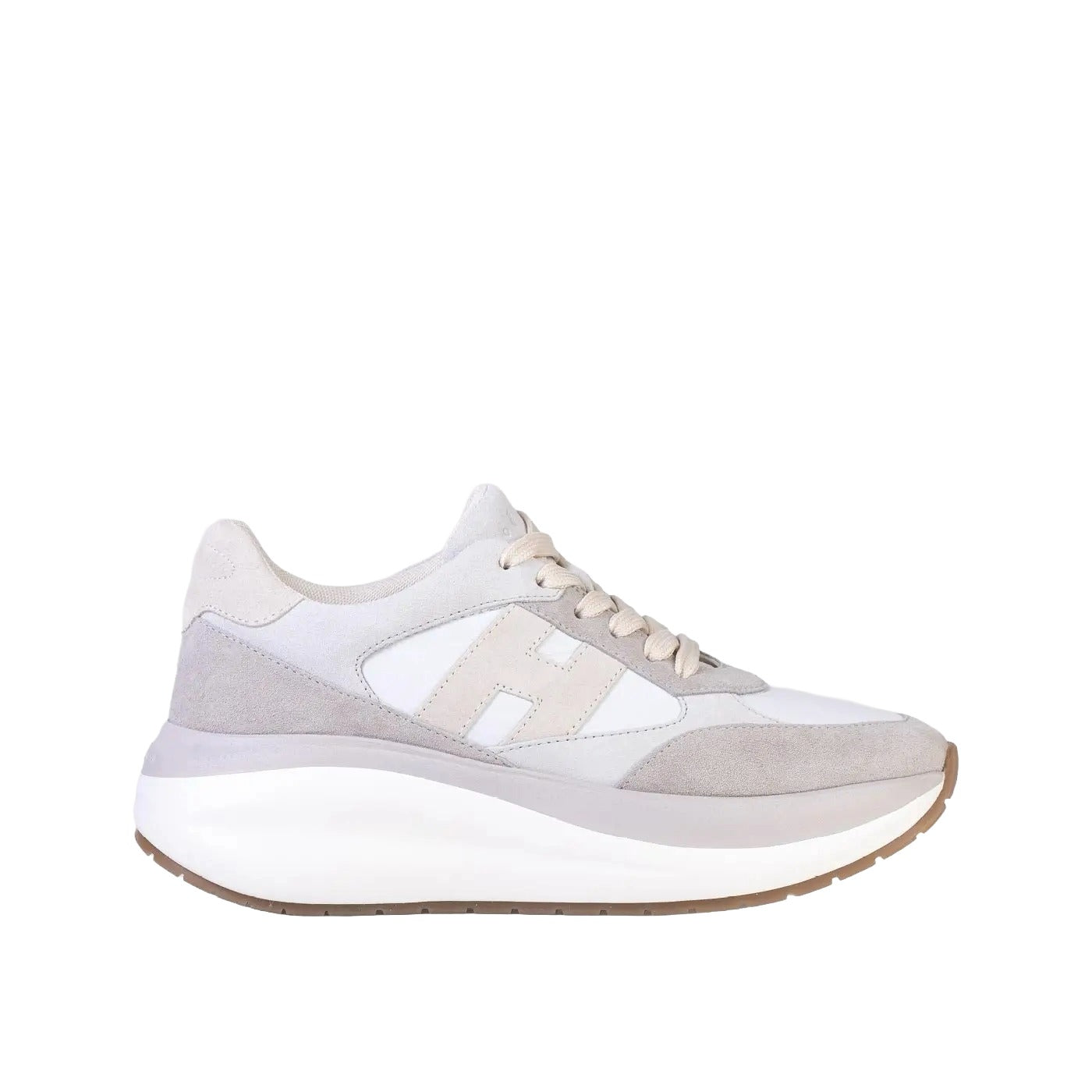 Lace-Up White Sneakers With Iconic 'H' Detail