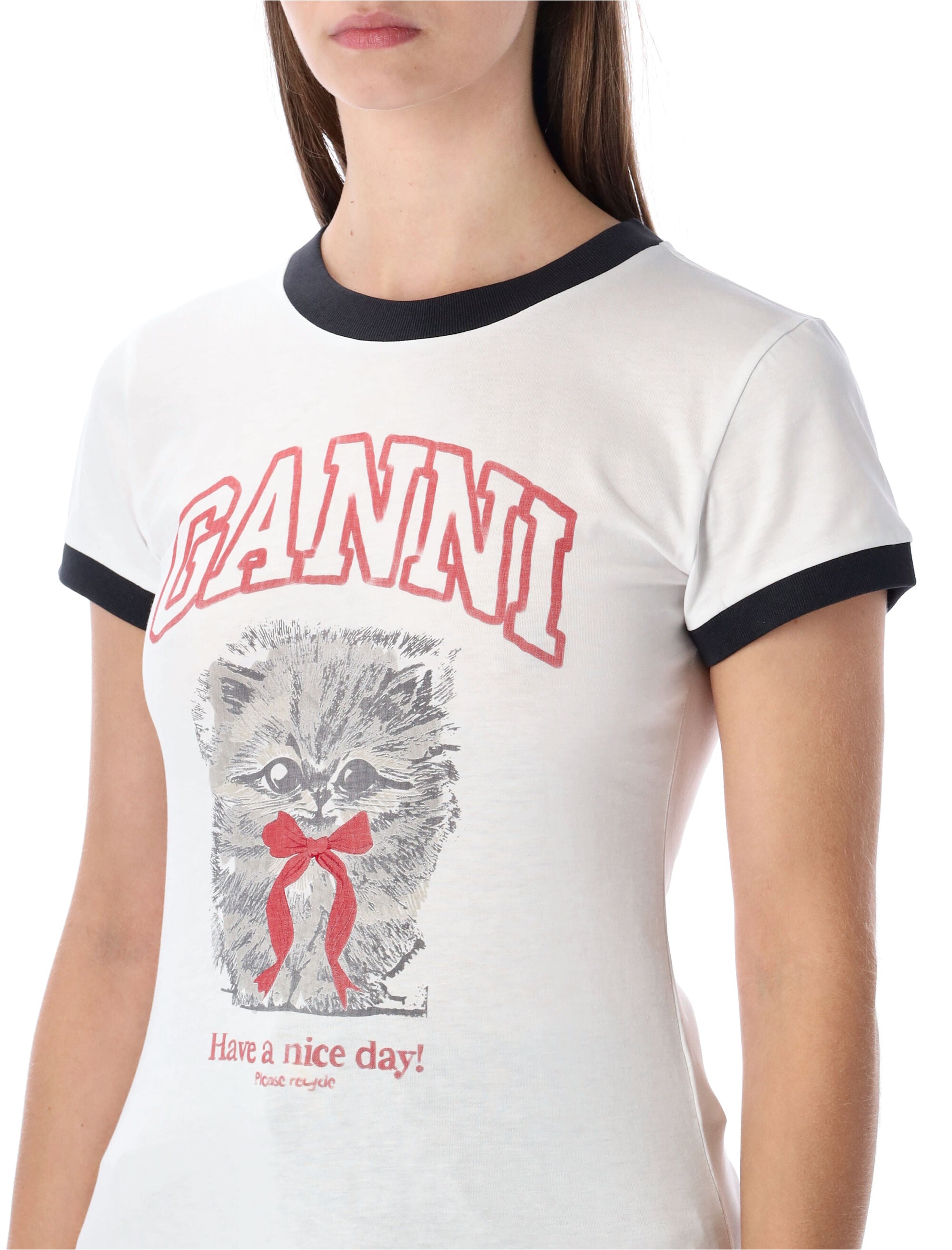 White Cropped Kitty T-Shirt