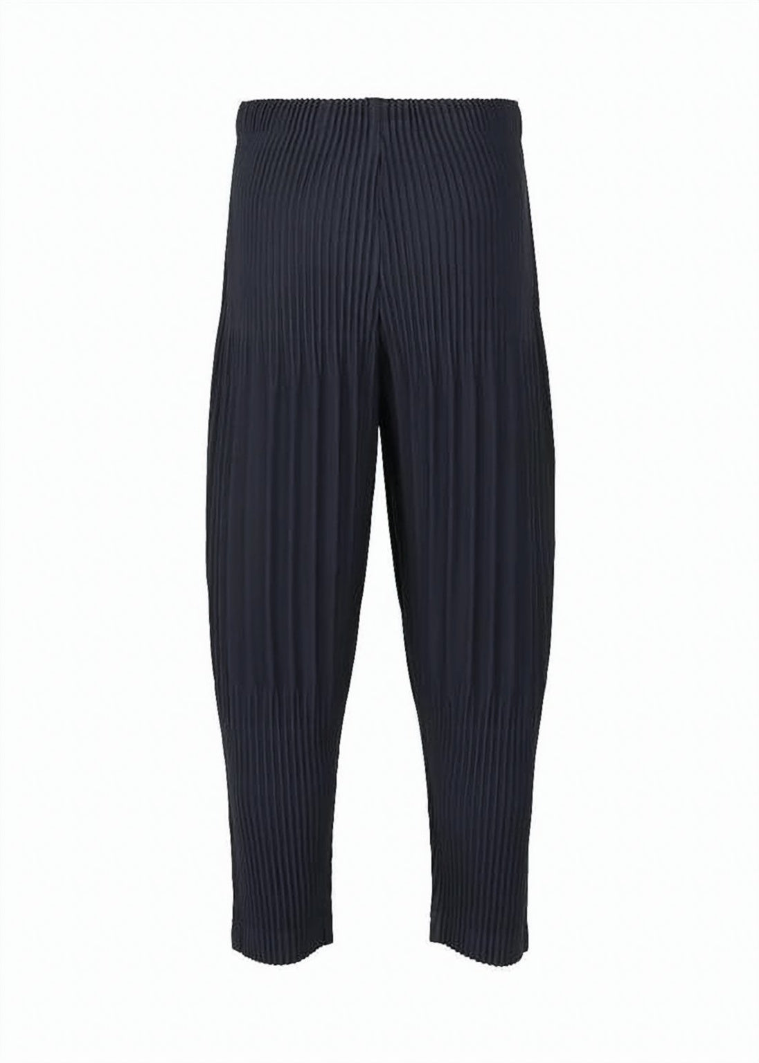 Cropped Pleated Trousers with Elastic Waistband