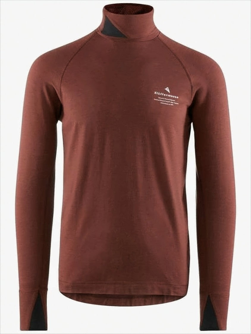 Fitted Brown Turtleneck Sweater with Contrast Triangular Patches
