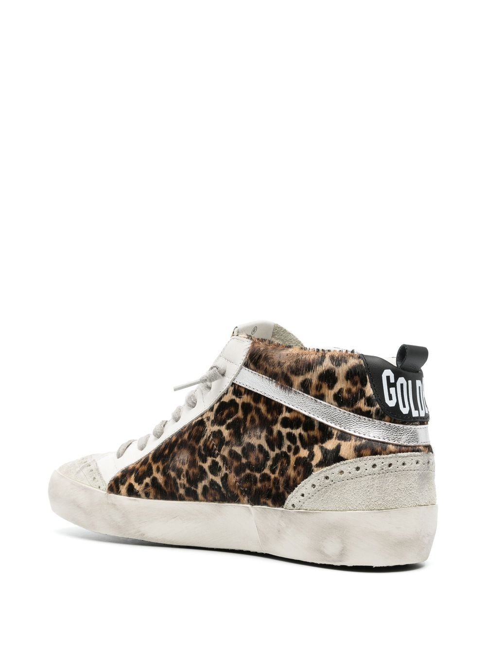 Leopard Print Silk and Nylon Mid-Top Sneakers